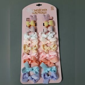 NWOT bebe Baby Boutique 20 Piece Assorted Hair Bow Clips Barrette Set